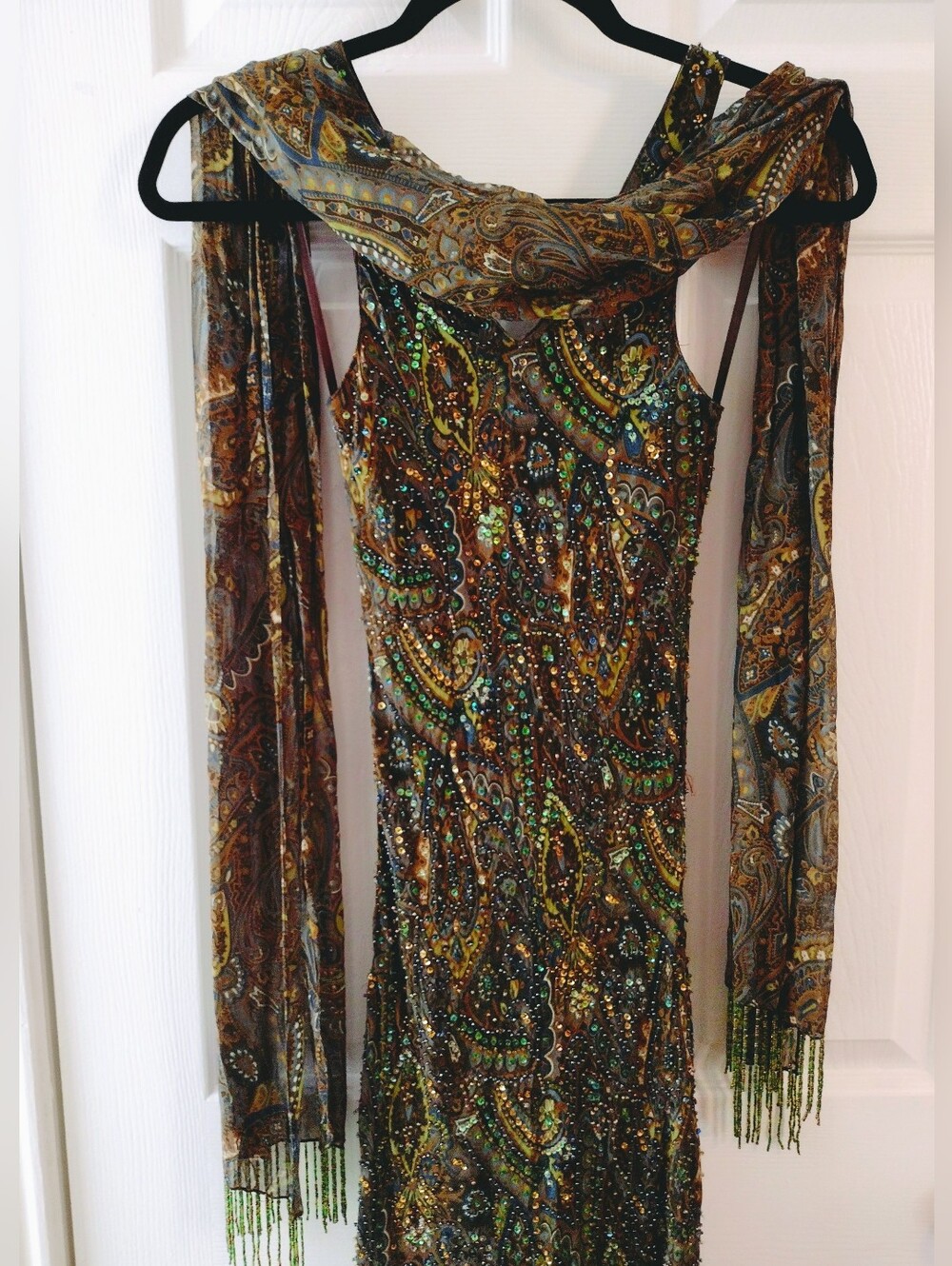 GEORGIOU STUDIO VINTAGE SILK BEADED DRESS